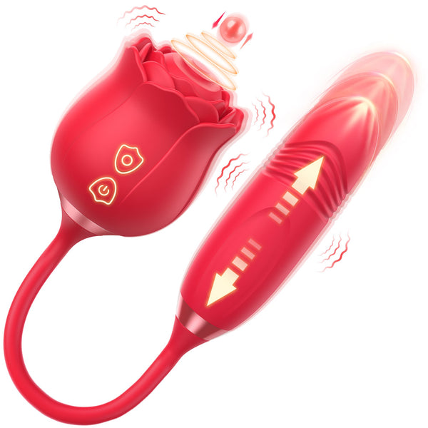 Vibrador Rosa com Modos de Tapar e Empurrar