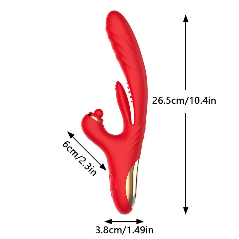 Vibrador 5 EM 1 com Impulsão, Vibração de Lamber, Aquecimento e Tapinha no Clitóris