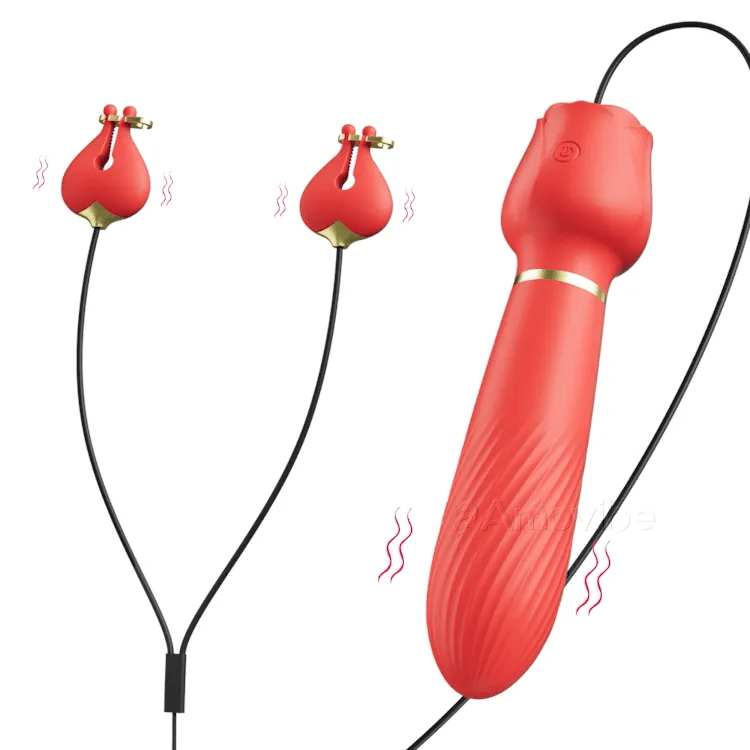 Vibrador Clitoriano com Grampos para Mamilos