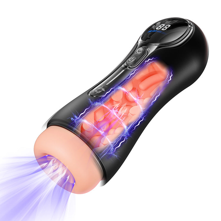 Masturbador Masculino Automático – 4 Sucções, 9 Vibrações, Ecrã LED