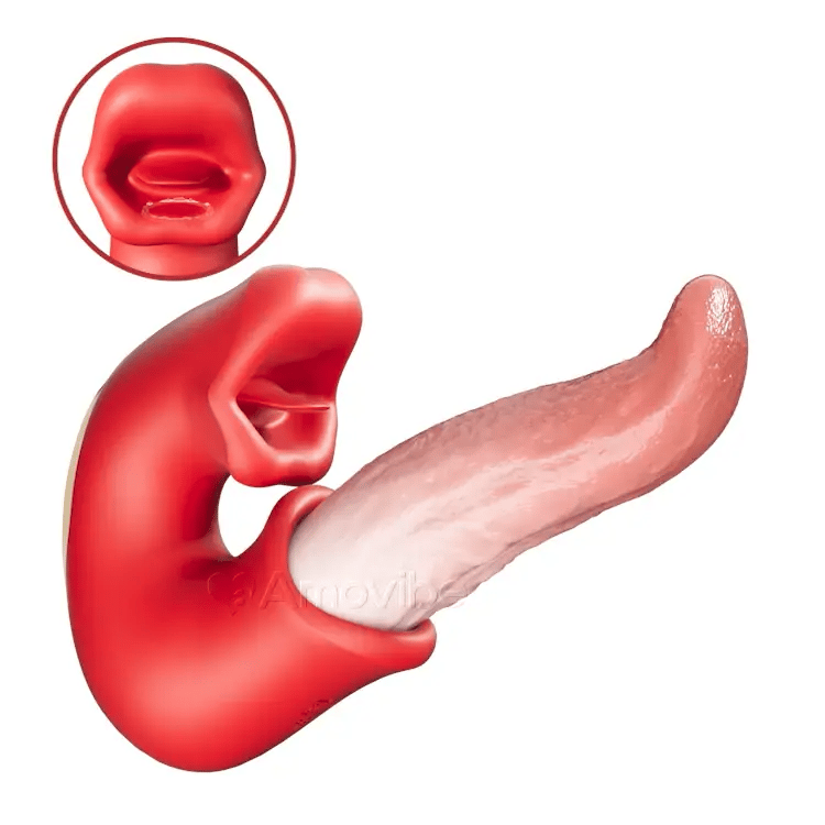 Vibrador Dildo 3 em 1 - com Ponto G, Clitóris e Língua, à Prova de Água