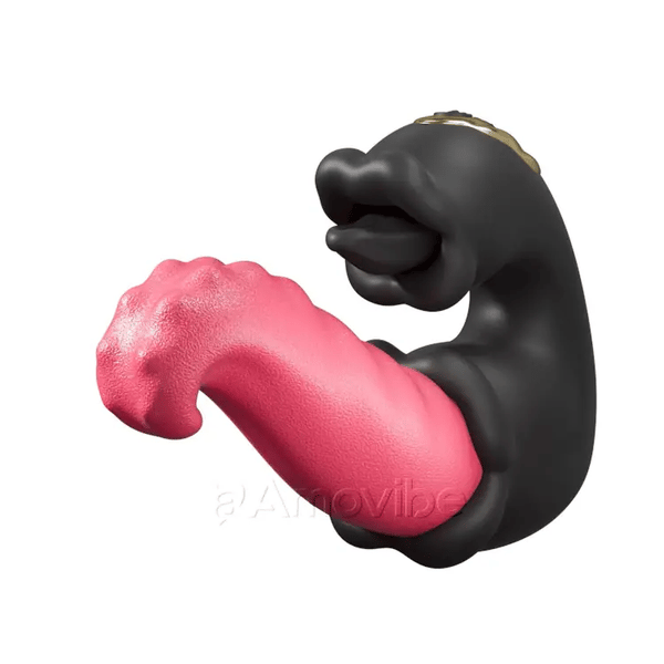 Vibrador de Ponto G com Impulso e Lamber com Design de Rosa Dupla