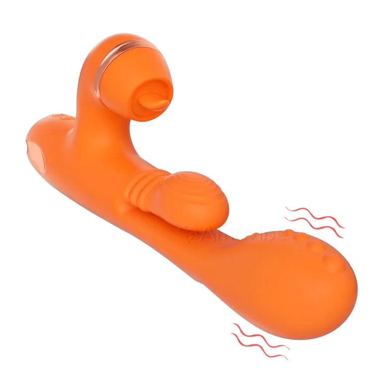 Vibrador para Ponto G com Massagem de Movimento Circular, Vibração e 3 Capas para Tapinha no Clitóris, Cócegas e Lamber