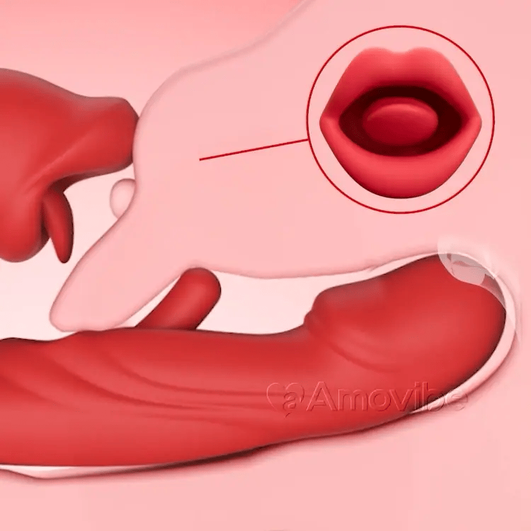 Vibrador de Clítoris com Movimento de Bater, Boca de Beijo e Vibração
