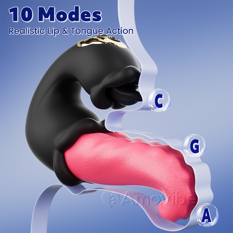 Vibrador de Estimulação do Ponto G com Design Duplo de Rosa, para Empurrar e Lamber