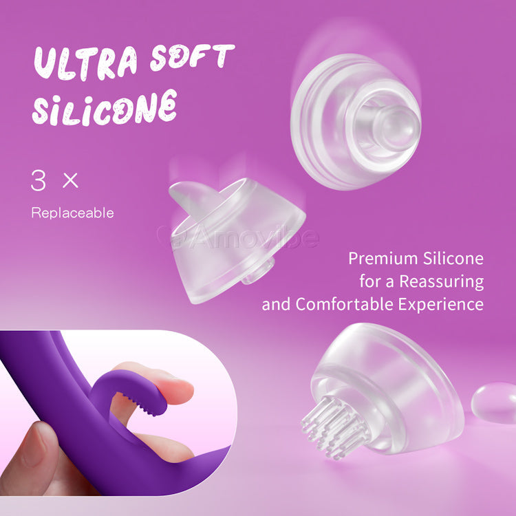 Vibrador inovador com movimento de bater para ponto G com capas de silicone substituíveis para funções de bater, fazer cócegas e lamber