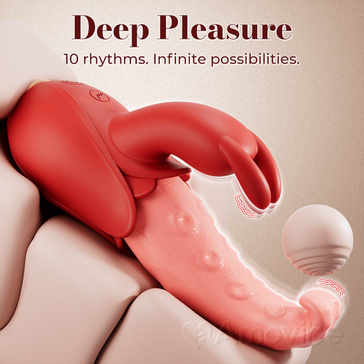 Vibrador de Língua 10 Modos, Estimulação Dupla, Silencioso