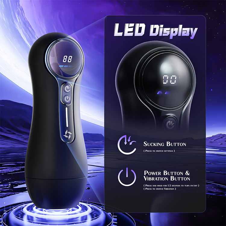 Masturbador Masculino Automático – 4 Sucções, 9 Vibrações, Ecrã LED