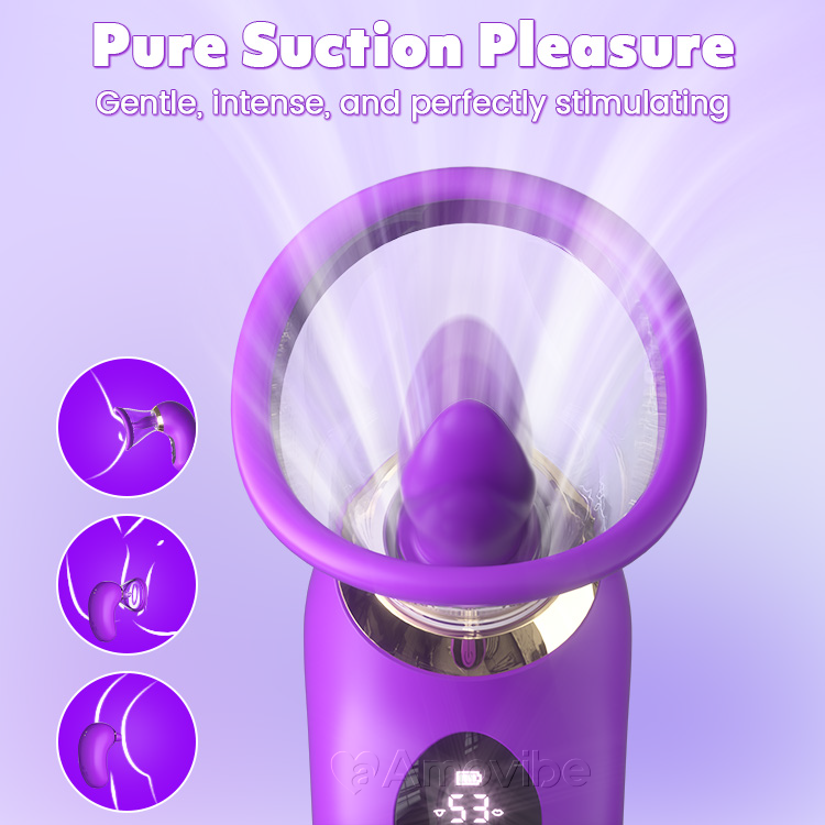 Vibrador 5 em 1 com sucção, lambida e controlo LCD