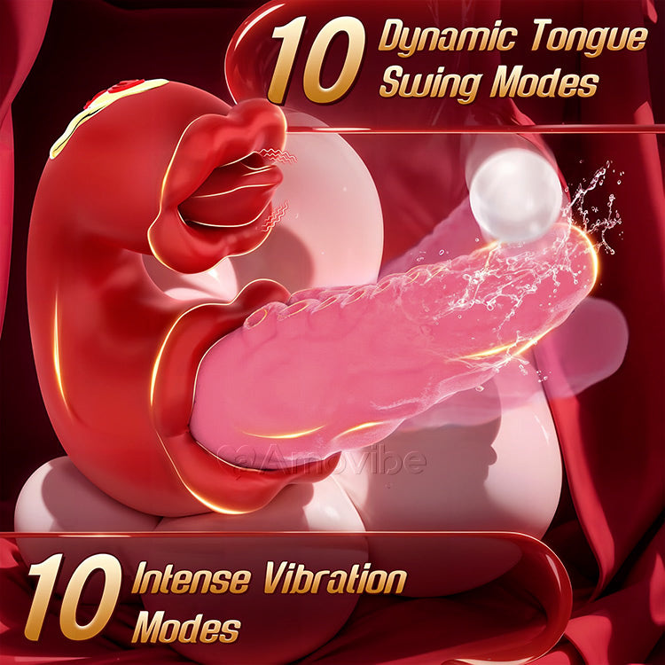 Vibrador Polvo 2 em 1 com Língua Provocadora e 10 Modos de Vibração