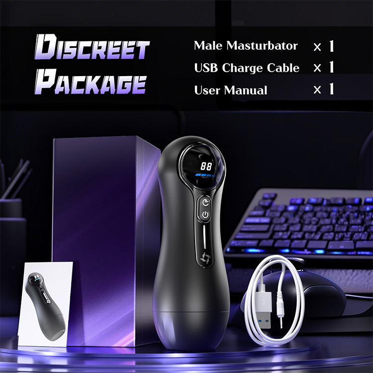 Masturbador Masculino Automático – 4 Sucções, 9 Vibrações, Ecrã LED