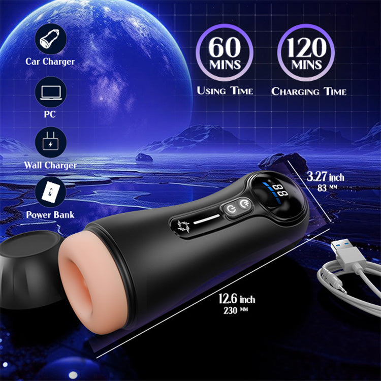 Masturbador Masculino Automático – 4 Sucções, 9 Vibrações, Ecrã LED