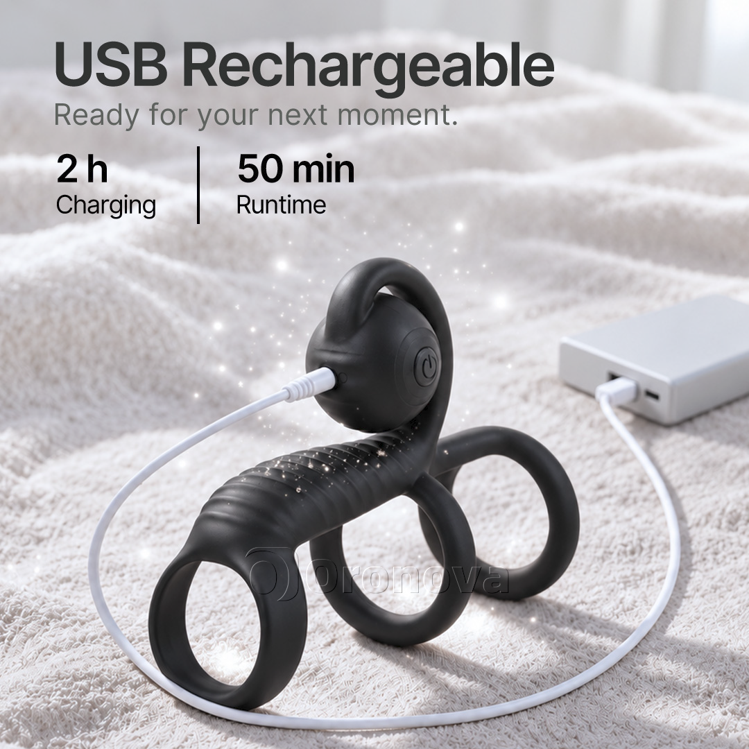 Three-Ring Design | Dual Vibration | Smooth, Rounded Vibration Head