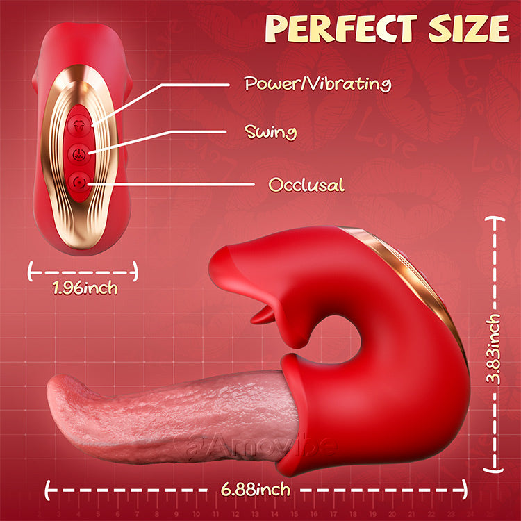 Vibrador Dildo 3 em 1 - com Ponto G, Clitóris e Língua, à Prova de Água