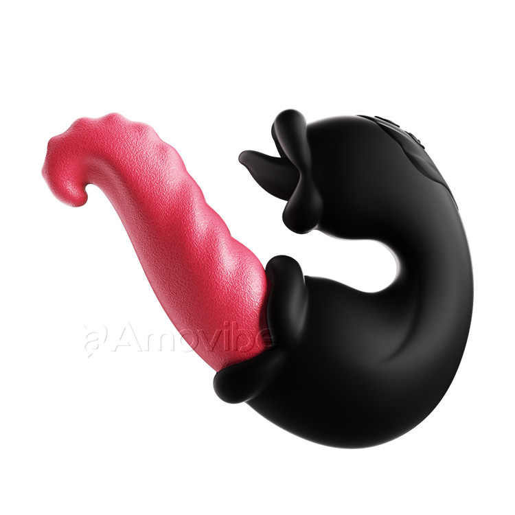 Vibrador de Estimulação do Ponto G com Design Duplo de Rosa, para Empurrar e Lamber