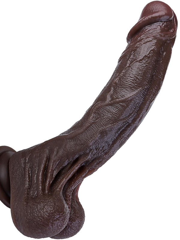 Dildo Realista Preto - 11" Silicone | Brinquedo Vaginal e Anal com Ventosa