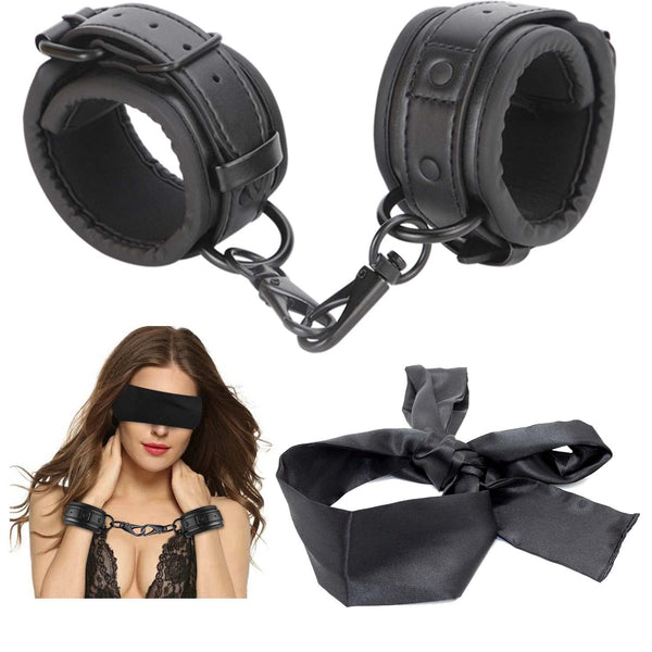 Conjunto de Bondage Sensual BDSM – Máscara de Olhos Suave e Algemas Seguras para Casais