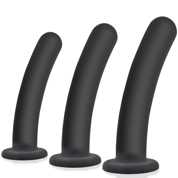 Conjunto de Plug Anal de Silicone para Próstata e Ponto G com Base de Forte Sucção
