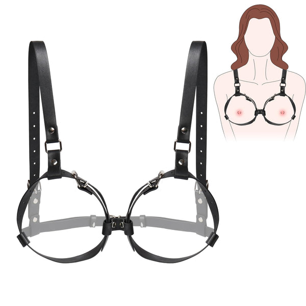 Conjunto de Lingerie BDSM - Restrições de Peito em Couro para Mulheres